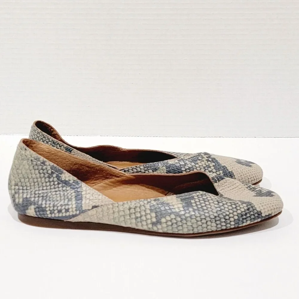 Lucky Brand Womens Sz 8.5 Shoes Alba Chinchilla Slither Snake Print Ballet Flats